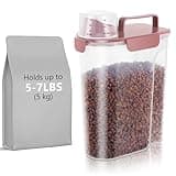 LEAWALK 5-7Lbs Airtight Pet Storage Container For Cat Dog Bird Food and Keep Fresh, Translucent Body, Upgraded Large Nozzle for Easy Pouring With Handle Design Easy to Carry When Going Out-Pink