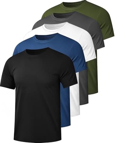 Kinglaman Mesh Workout Shirts for Men Dry Fit Gym Shirts Quick Dry Athletic Short Sleeve Sports T-Shirt Moisture Wicking 1 Black 1 Gray 1 White 1 Blue 1 Green Large