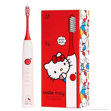 MOON x Hello Kitty Sonic Electric Toothbrush for Adults & Teens, 5 Smart Modes, Clean, White, Massage, Polish & Sensitive, Rechargeable, Travel Case, 2 Brush Heads, Industry-Leading 6 Week Charge
