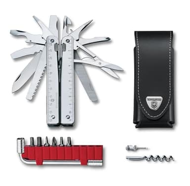 Victorinox Swiss Tool X Plus Ratchet Swiss Army Knife, 35 Function Swiss Made Multi-Tool with Needle-nose pliers, Wire Cutter, Crate Opener and Large Blade - Silver