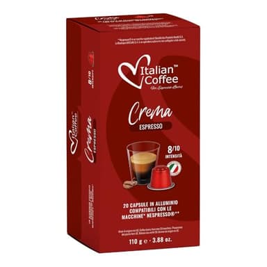 100 Italian Coffee for Espresso Lovers Aluminium Capsules compatible with Original Line Nespresso machines (1 Count (Pack of 100), Aluminum Crema)