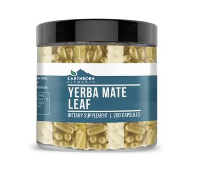 Earthborn Elements Yerba Mate Leaf 200 Capsules, Pure & Undiluted, No Additives