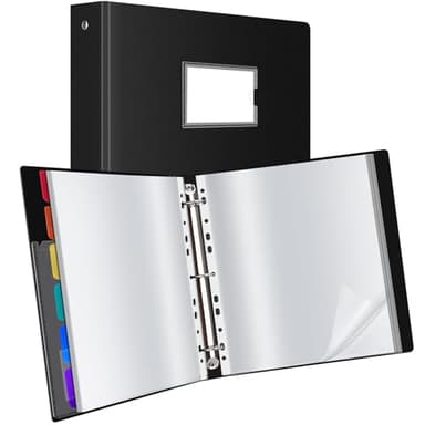 Uquelic 50-Pocket Binder with Plastic Sleeves for Letter/A4 Size(11" x 8.5"), Document Binder Organizer for Papers, Certificates and Artwork, Colorful PP Divider Pages for Presentation