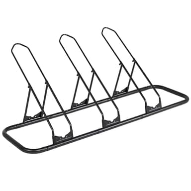 CyclingDeal Bicycle Floor Parking Rack Stand - for Mountain MTB Road Bike - Indoor Home Garage Storage - Adjustable for 3 Fat Bikes