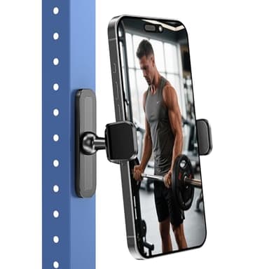 APPS2Car Magnetic Phone Holder for Gym, Alloy Base and Joint for Strong Hold, 360° Adjustable, Compatible with 4.7-6.5 Inch iPhone & Android Phones, Secure Workout Equipment Accessory for Men Women