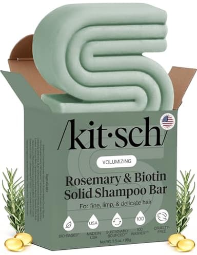 Kitsch Rosemary & Biotin Shampoo Bar - For Hair Growth, Strengthening, Thickening & Volumizing Shampoo for Women and Men - Free of Parabens, Sulfates & Silicones - 3.5 oz