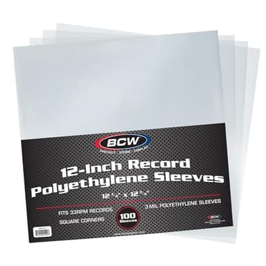 BCW Vinyl Record Sleeves |100-Pack for 12" LPs | Archival-Quality Vinyl Protective Sleeves for Single & Double Albums