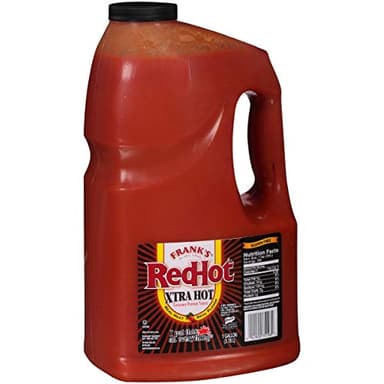 Frank's RedHot Xtra Hot Cayenne Pepper Hot Sauce, 1 gal - One Gallon of Extra Hot Cayenne Pepper Hot Sauce with 3x the Heat, Best for Wings, Pizza, Sides, Snacks, Bar Bites and More