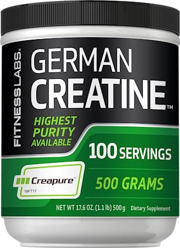 Fitness Labs German Creatine Monohydrate Powder | 500 Grams | Creapure Fitness Supplement | for Men & Women | Unflavored | 100 Servings