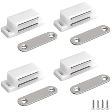 Cabinet Magnetic Catch - 4 Pack Cabinet Door Magnetic Latch for Cupboards Drawers Closet Doors and Shutters (White)