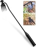 2024 Artifact Uprooting Weeding Tool, 16 Inch Black Long Handle Weed Puller Tool, 4 Teeth Manganese Steel Forged Gardening Hand Weeder, Seniors Best Garden Tools for Vegetable Gardening & Weeding