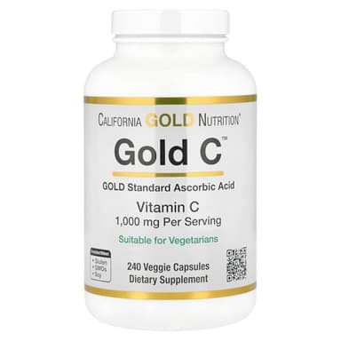 California Gold Nutrition Gold C USP Grade Vitamin C Supplement - Immune Support & Seasonal Wellness - Vegetarian Friendly - Gluten Free, Non-GMO - 1000 mg - 240 Veggie Capsules