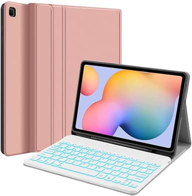 Backlit Keyboard Case for Samsung Galaxy Tab S6 Lite 10.4" 2024/2022/2020, Smart case with 7color Backlight Detachable Wireless Keyboard Cover with S Pen Holder (Rose Gold)