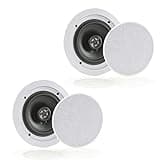 Pyle 6.5” Pair Bluetooth Flush Mount In-wall In-ceiling 2-Way Speaker System Quick Connections Changeable Round/Square Grill Polypropylene Cone & Polymer Tweeter Stereo Sound 150 Watt (PDICBT652RD)