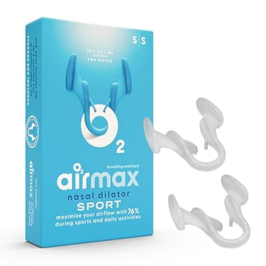 Airmax Unisex Sport Nasal Dilators Two-Pack - Easy, Safe, and Comfortable Breathing Aid - Improves Airflow - Transparent - Small