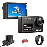 SJCAM SJ8PRO 4K60fps Action Camera with Stabilization 170° Wide-Angle 131Ft Underwater Camera with Remote Control 8X Slow Motion Zoom Waterproof Helmet Camera for Motorcycle/Diving, Touch Screen