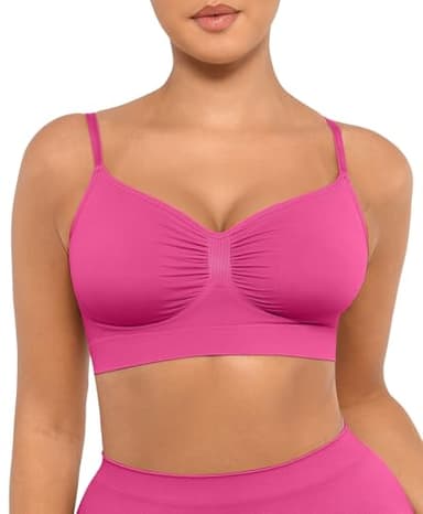 FeelinGirl Bralettes for Women No Underwire Supportive Full Coverage Basic Comfort Bra Pink X-Large