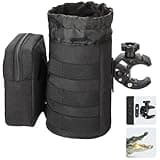 KEMIMOTO Motorcycle Cup Holder, 32OZ Motorcycle Drink Holder with 0.6"-1.5" Alligator Clamp, ATV Cup Holder with Front Pocket for Motorcycle, ATV/UTV, Scooter, Boat, Kayak, Bike, Walker, Black