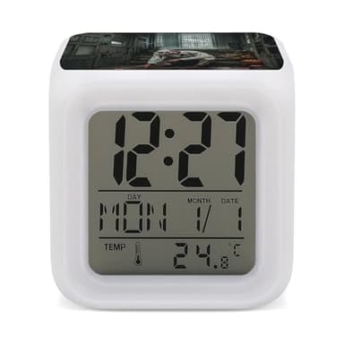 FekiLoot Halloween Horror Theme Alarm Clock Sound Machine with 7 Color Changing Night Light Wake Up Digital Clock Large LED Display Number Alarm Clocks Home Office Bedroom Decor