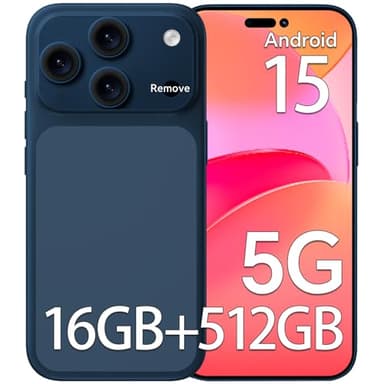 SEMIYUUKEE D17 Ultra Unlocked Cell Phones,5G Android 15 Unlocked Phones with 5000mAh Battery,16GB+512GB Smartphone,Snapdragon888, 32+104MP Camera, 6.9“ HD Screen, Dual SIM+Memory Expansion,Blue