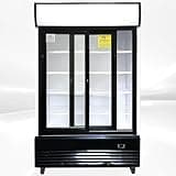 Commercial Refrigerator Glass 2-Door Sliding Door Merchandiser Display Cooler Beverage Fridge Drink cooler NSF Certified, 48 inches width, capacity 40 cuft 110V, Restaurant Kitchen Cafe LCG-1000BFS