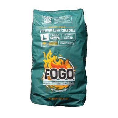 FOGO Brazilian Blend Hardwood Lump Charcoal, Natural, Large Sized Lump Charcoal for Grilling and Smoking, Restaurant Quality, 17.6 Pound Bag