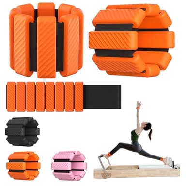 Pilates Wrist and Ankle Weights for Women, Adjustable 2 lbs Weighted Bangles for Men 1LB Each Arm Bands Foot Leg Weights for Walking Yoga Training Exercise Running Set of 2(orange)