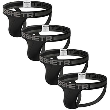 BSHETR Men's Jockstraps Athletic Supporters 4-Pack Cotton Work Out Underwear (Black(4-Pack), XX-Large 37"-40", 94cm-102cm)