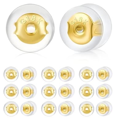 20 Pcs Locking Earring Backs, Glod Silicone Replacement for Droopy Ears Heavy Studs, Premium Hypoallergenic Soft Earing Backs for Women Men Jewelry Collection Daily Use Special Occasions