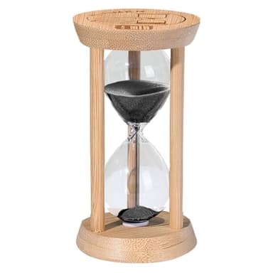 5 Minute Wooden Sand Timers, Bamboo Mini Black Sand Hourglass for Productivity, Meditation & Decor, 5 Min Small Reloj De Arena for Kitchen, Office, Yoga, Game, Classroom