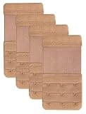 Tamlien Bra Extenders 3 Hooks, Stretchy Soft and Comfortable Bra Strap Extender - 4 pcs Pack (Skin Color)