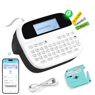 Label Maker Machine with-Tape, Label Maker Waterproof-labels, Rechargeable Backlit Portable Labeler, M950 12mm Bluetooth Label Printer for Home Organization and Storage, Office School Teacher Supplies