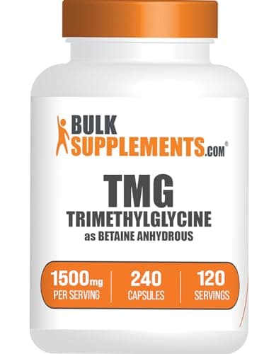 BulkSupplements.com TMG Capsules - Trimethylglycine as Betaine Anhydrous, TMG Supplement - Gluten Free, 2 Capsules per Serving (1500mg), 240 Count (Pack of 1)