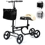 BodyMed Knee Walker for Injuries with Dual Brakes, Metal Basket & Knee Pad Cover - Collapsible and Adjustable Scooter, Broken Leg Caddy, Better Alternative to Crutches