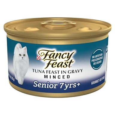 Purina Fancy Feast Senior Wet Cat Food 7 Years Plus Tuna Feast In Gravy Minced - (Pack of 24) 3 oz. Cans