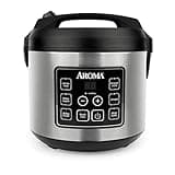 Aroma Housewares 20 Cup Cooked (10 cup uncooked) Digital Rice Cooker, Slow Cooker, Food Steamer, SS Exterior (ARC-150SB),Black