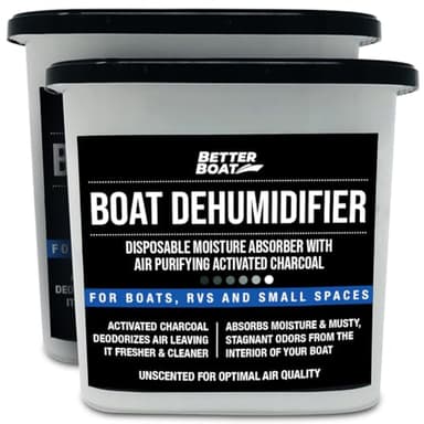 Moisture Absorber 2 Pack with Activated Charcoal Dehumidifier Bucket, Unscented Odor Absorber for Closet Basement Bathroom Boat RV, Disposable - Better Boat