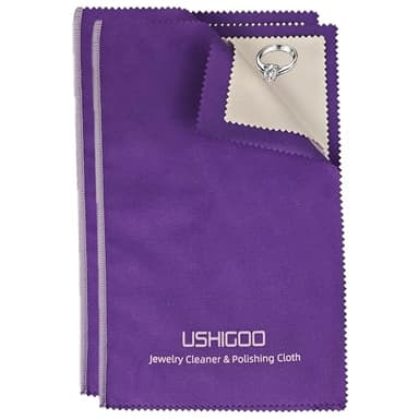 USHIGOO Polishing Cleaning Cloth for Gold, Silver, and Platinum Jewelry, Eco Friendly Large Cleaner Cloth 6.3 x 9.8 in. Keeps Jewelry Clean and Shiny (2 Pcs Dark Purple)