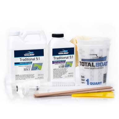 TotalBoat 5:1 Marine Epoxy Resin Kit for Bonding, Filleting, Coating, and Laminating - Use for Fiberglass, Wood, Carbon Fiber, Boat Building, Repairs, Woodworking (Quart, Slow Hardener, Pumps)
