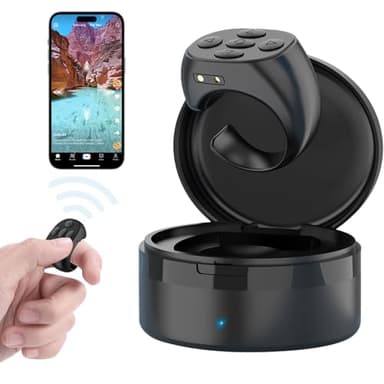 Fingertip Wireless Bluetooth Remote Control-Upgrades Remote Tiktok Scrolling Ring Page Turner TIK tok Scrolling Rings for Camera,Bbluetooth Remotes Scrollings Ring (Black)