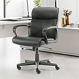 Sweetcrispy Ergonomic Office Chair Adjustable Height 360° Swivel Rolling Executive Computer Task Chairs with Padded Armrests, PU Leather