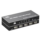 8K HDMI Splitter 1 in 4 Out - 4K@120Hz 8K@60Hz 1x4 HDMI 2.1 Splitter Duplicate/Mirror Any HDMI Signal, 8K Ultra HD, EARC, HDCP 2.3, HDR, VRR, EDID, for TV/Monitor/Fire Stick/ PS5 PS4/ Xbox/Player
