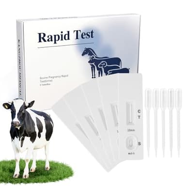 Bovine Pregnancy Test Kit - 5 Urine Tests, Rapid Results in 5-15 mins for Dairy & Beef Cows, Accurate Early Detection 18-90 Days Post-Breeding