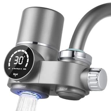Water Filter for Sink Faucet, NSF Certified Faucet Mount Water Filtration System with Real-Time Filter Life Indicator, Reduces Lead Chlorine, Heavy Metals (Incl. 1 Filter, 13 adaptors)