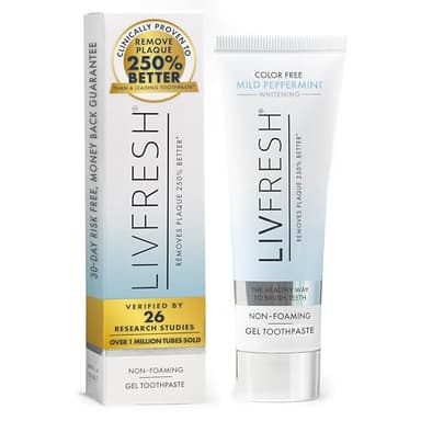 LIVFRESH Toothpaste Gel, Clinically Proven to Remove Plaque 250% Better, Improves Gum Health 190% Better, Prevents & Reduces Tartar, Mild Peppermint