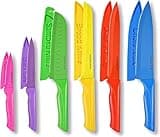 HUNTER.DUAL Knife Set, 12-PC Colorful Kitchen Knife Set, 6 Sharp Kitchen Knives with Built-in Sharpener Covers for Cooking, Cutting&Chopping (Multicolor)