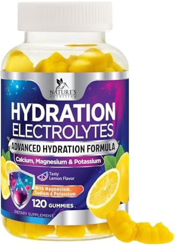 Hydration Electrolyte Gummies - Daily Liquid Replenisher Gummy - Electrolyte Multiplier with Minerals, Potassium & Real Salt - Vegan, Non-GMO - Tasty Lemon Flavor Hydration Electrolytes - 120 Gummies