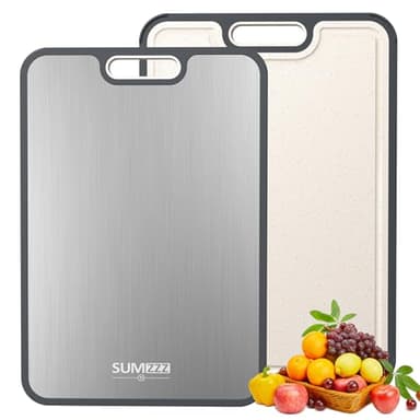 Titanium Cutting Board for Kitchen, Cutting Board Double Sided Food Grade, Pure Titanium/PP, Easy to Clean Large Size 16”×10”