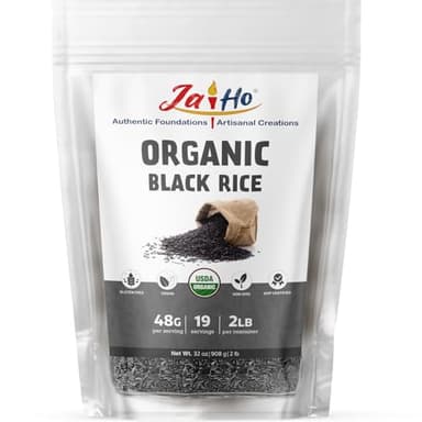 Jai Ho Certified USDA Organic Black Rice Whole Grain – 2 LB – Gluten-Free, Vegan, Non-GMO – Resealable Zip Lock Pouch