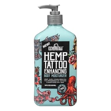 Tattoo Enhancing Hemp Body Lotion, 18 fl oz Pump Bottle – Deep Moisturizing with Shea Butter, Coconut Oil & Aloe Vera for Dry Skin Care
